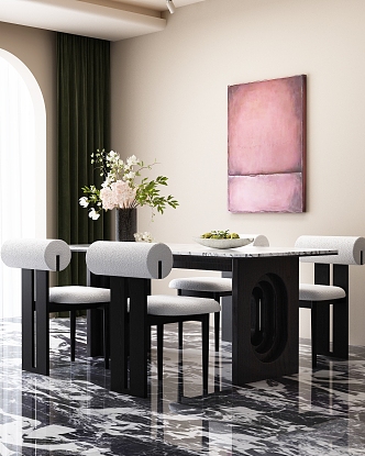 Dining table and chair combination 3d model