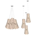 Elegant Modern Chandeliers with Pleated White Shades Illuminated in Contemporary Hanging Design