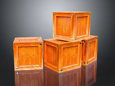 Wooden Storage Boxes With Metal Rivets And Retro Design For Household Use 3d model