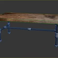 Modern Industrial Table With Sturdy Rustic Wooden Top And Metal Pipe Legs Design