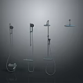 Modern Shower Fixtures with Heads and Handheld Sprayers as Bathroom Household Items