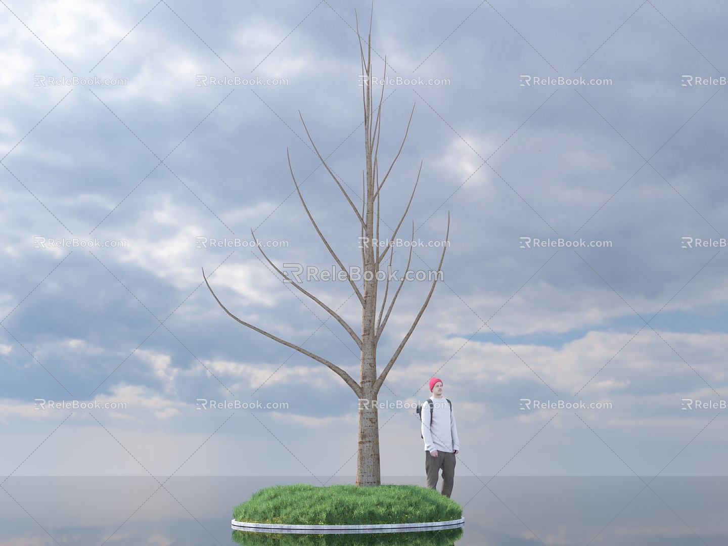 Trees Trees Branches Plants Forest Street Trees Park City Greening Landscape Greening Outdoor Lawn Grass Figure Man Sky 3d model