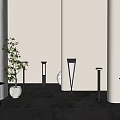 Modern Stylish Outdoor Lights With Different Designs For Courtyard Pillar And Floor Lamps And Plants