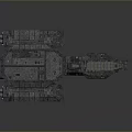 Futuristic Sci Fi Spaceship Model With Metallic Blue Exterior And Detailed Structure