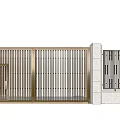 Modern Metallic Entrance Gate Design With Vertical Slats And Side Wall Panels