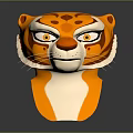 3D Tiger Character Mask With Orange Black Stripes White Facial Features And Fierce Eyes Design