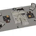 Modern Sectional Sofa with Accent Chairs Coffee Tables and Area Rug in Living Room