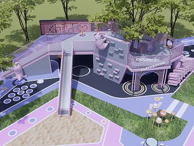 Modern Playground Children's Entertainment Area Multifunctional Slide Amusement Facilities Sandpool Children's Park model