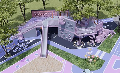 Modern Playground Children's Entertainment Area Multifunctional Slide Amusement Facilities Sandpool Children's Park 3d model