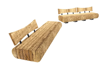 Wooden Outdoor Landscape Seat With Plank Design For Garden Areas 3d model