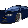 Deep Blue Sports Car Featuring Sleek Aerodynamic Design Large Alloy Wheels And Rear Spoiler