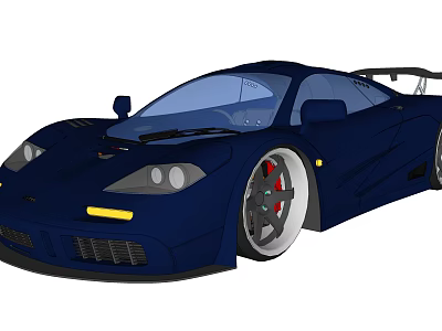 Deep Blue Sports Car Featuring Sleek Aerodynamic Design Large Alloy Wheels And Rear Spoiler 3d model
