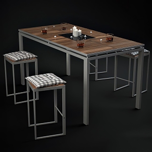 Modern Dining Table and Chair Combination 3d model