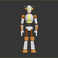 Silver And Orange Robot With Yellow Chest Pattern Glowing Eyes And Articulated Joints