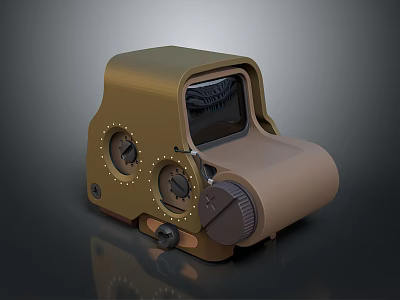 Durable Tan Tactical Weapon Sight With Adjustment Knobs And Mounting Holes 3d model