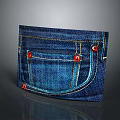 Stylish Denim Wallet With Red Decorative Buttons For Daily Use