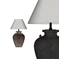 Two Handcrafted Table Lamps With Ceramic Bases And Ivory Fabric Shades For Home Decor