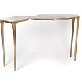 Modern Bar Counter With Sleek Brass Legs And Smooth Polished Surface Design