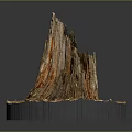 Wooden Stump Decorative Piece With Natural Stone Base And Rustic Textured Surface