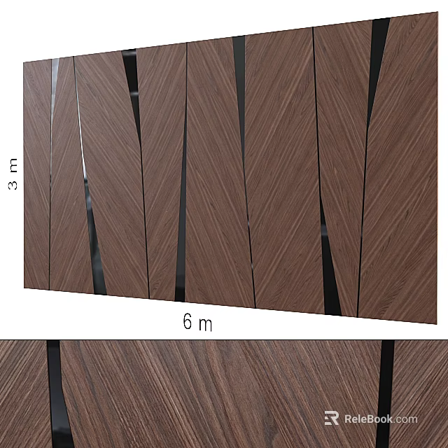 Wooden Wall Decor With Vertical Striped Design 3m Height 6m Width 3d model 