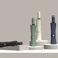 Stylish Foldable Umbrellas In Various Colors On White Display Stands
