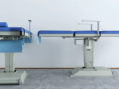 Modern Blue Medical Beds with Sturdy Metal Frames for Healthcare Facilities 3d model