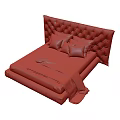 Blue Velvet Double Bed Featuring Tufted Headboard Decorative Pillows And Soft Blanket