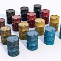 Industrial Equipment Featuring Various Colored Oil Drums for Storage Applications