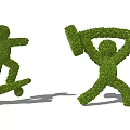 Creative Shrub Topiary Sculptures Depicting Skateboarding And Weightlifting Figures
