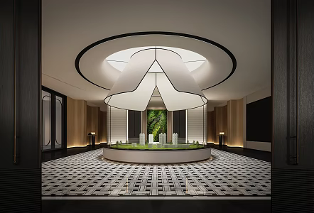Special-shaped suspended ceiling in sand table area of modern sales office 3d model