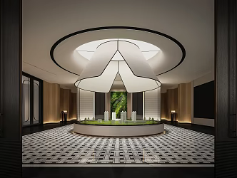 Special-shaped suspended ceiling in sand table area of modern sales office 3d model
