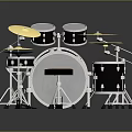 Musical Instruments Complete Drum Set With Black Shells Gold Cymbals Drumsticks And Stands For Music Enthusiasts