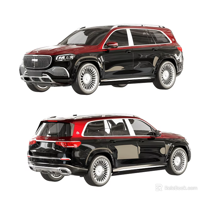 Luxury SUV With Black And Red Exterior Stylish Design And White Wheels 3d model 