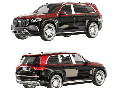 Luxury SUV With Black And Red Exterior Stylish Design And White Wheels 3d model