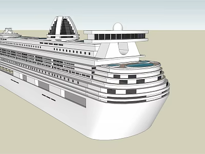 Large White Cruise Ship With Multi Decks And Pool Area 3d model