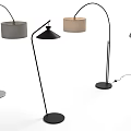 Contemporary Floor Lamps With Curved Arms And Diverse Colored Shades For Home Decor