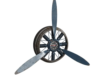 Unique Vintage Metal Clock With Decorative Propeller Blades Design For Home 3d model