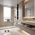 Modern Bathroom Interior Design With Glass Shower Enclosure Wall Mounted Toilet And Vanity Mirror