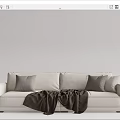 Light Colored Sectional Sofa with Gray Cushions and Dark Blanket Design 3d model