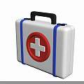 White Medical First Aid Kit With Blue Straps And Red Cross Design