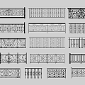 Various Decorative Railings With Intricate Patterns And Architectural Designs 3d model