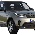 Silver Land Rover Discovery SUV With Headlights And License Plate