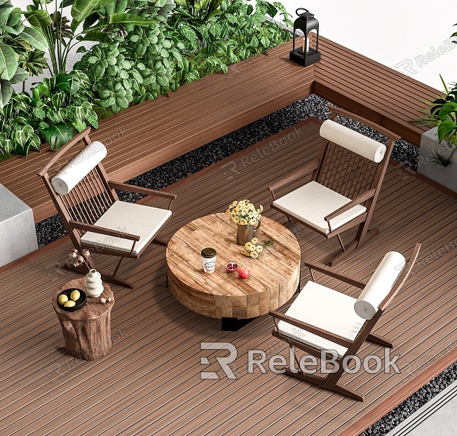 Modern Outdoor Table and Chair Courtyard Outdoor Table and Chair Outdoor Leisure Chair Outdoor Coffee Table Plant Combination Outdoor Card Seat model