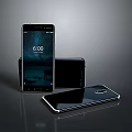 Modern Smartphones With Glossy Surface And 600 Screen Display On Black Background