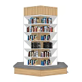 Modern Multi Tiered Bookcase With Wooden Frame Filled With Books On Base Stand 3d model