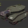 Futuristic Gray Tank Design With Cannon Barrel Tracks And Number 001 Marking