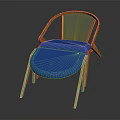 Modern Blue Padded Leisure Chair With Light Wooden Curved Frame Design