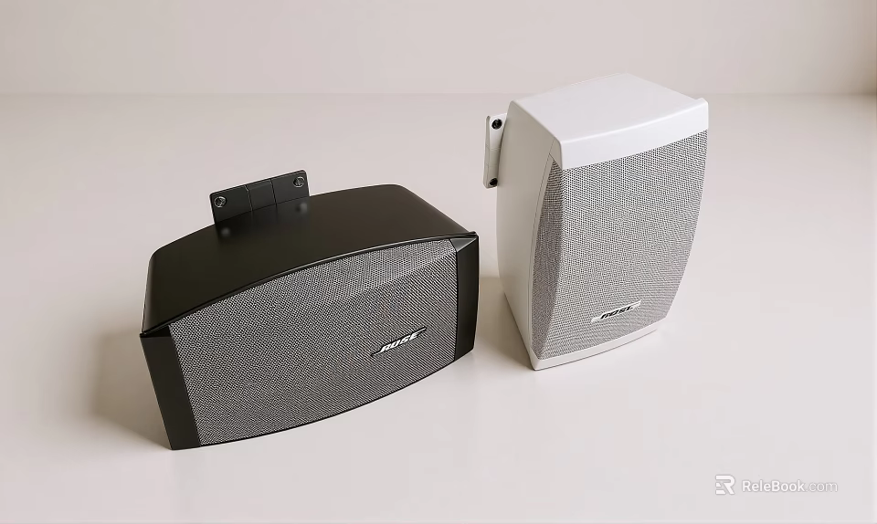 High Quality Black And White Wall Mountable Stereo Speakers For Home Audio 3d model 