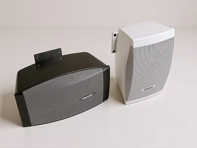 High Quality Black And White Wall Mountable Stereo Speakers For Home Audio 3d model