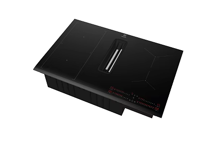 Sleek Black Electric Cooktop with Multiple Heating Zones and Control Panel for Modern Kitchens 3d model